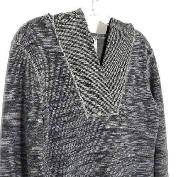 Kuhl Wool Blend Knit Hoodie Sweater S Long Sleeve Pullover V Neck Marled Gray - Picture 2 of 7